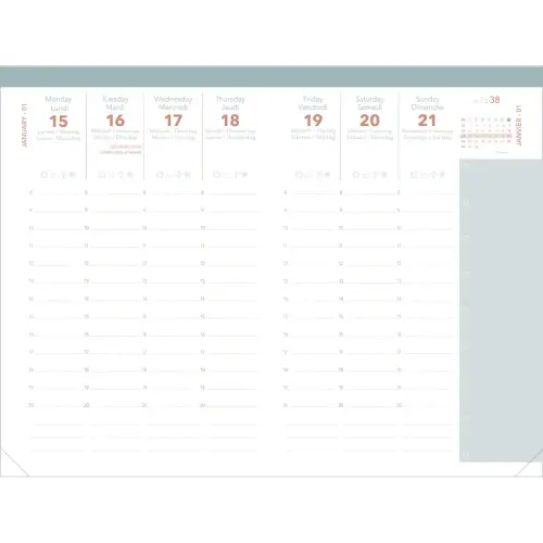 Agenda semainier QuoVadis MINISTRE COLOR ML Pastel - 16x24 - Vanille 