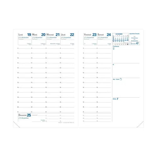 Agenda semainier AFFAIRES COLOR ML Ella - 10x15 cm - Beige - Décembre à décembre - QUO VADIS