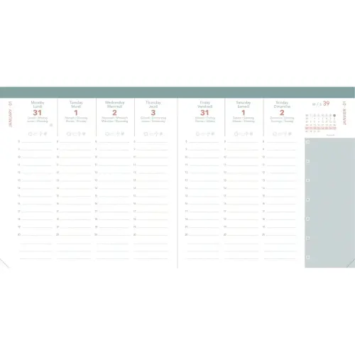 Agenda semainier AFFAIRES COLOR ML Ella - 10x15 cm - Beige - Décembre à décembre - QUO VADIS