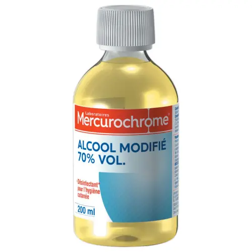 Flacon d'alcool modifié à 70° - 200 ml - MERCUROCHROME