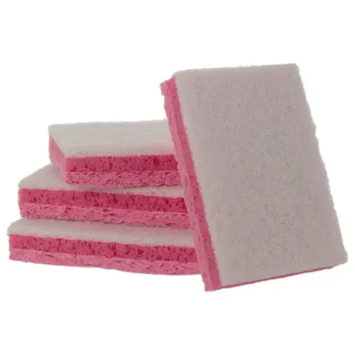 10 Tampons blanc non rayants sur éponge rose tri-couche
