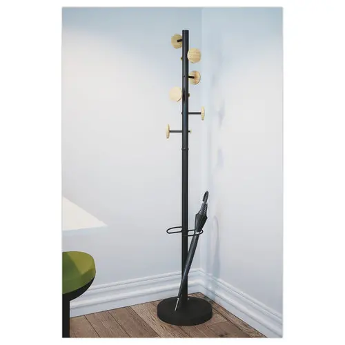 Portemanteau 6 pat&egrave;res bois MUSIC - Noir - ALBA 