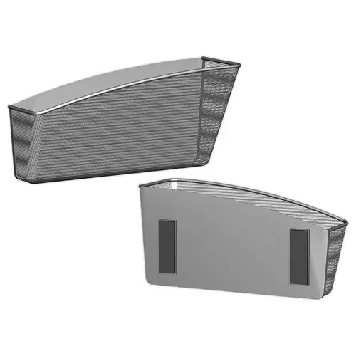 Corbeille murale magn&eacute;tique en m&eacute;tal gris - ALBA 