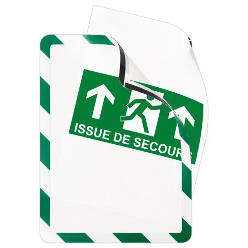2 Pochettes d'affichage adhésives Security A4 Vert/blanc DJOIS