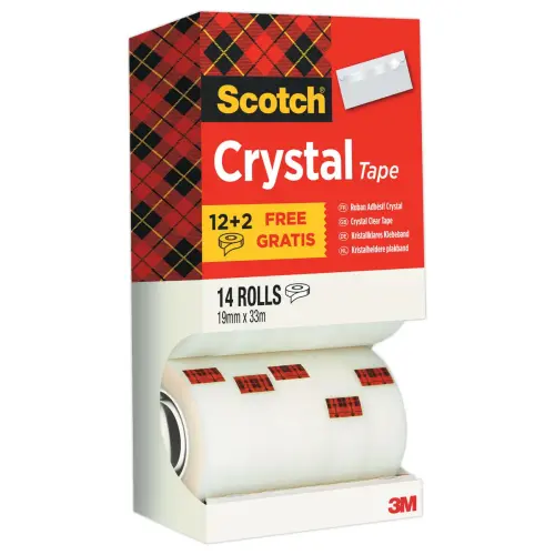 14 Rouleaux d'adh&eacute;sifs transparents Crystal - 33m x 19 mm - SCOTCH 