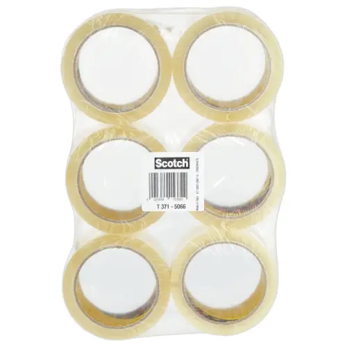 6 Rubans d'emballage 371 - Transparent - 50 mm x 66 m - 3M SCOTCH