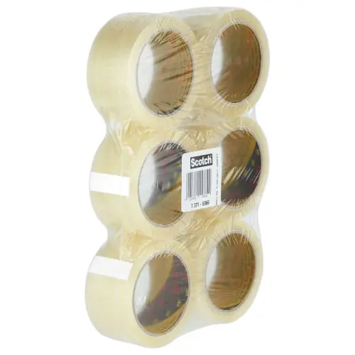6 Rubans d'emballage 371 - Transparent - 50 mm x 66 m - 3M SCOTCH