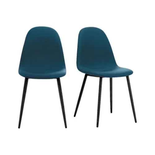 2 Chaises MUST H87 x P54 x L45 cm pied noir assise bleue