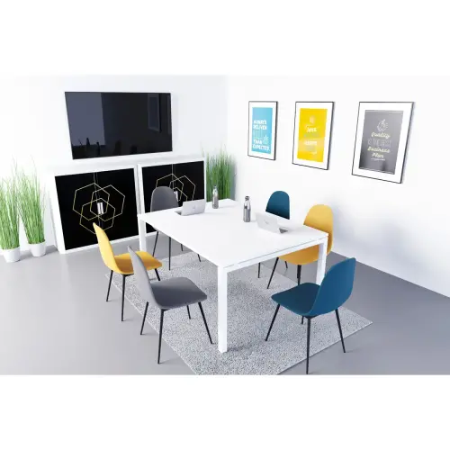 2 Chaises MUST H87 x P54 x L45 cm pied noir assise bleue