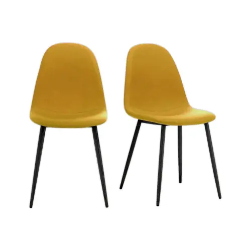 2 Chaises MUST H87 x P54 x L45 cm pied noir assise safran mont&eacute;es 