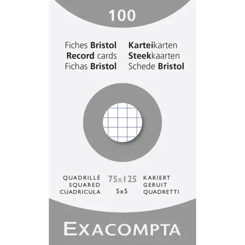 Fiches bristol - 7,5 x 12,5 cm - EXACOMPTA 