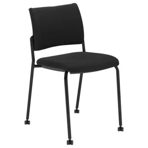 Chaise tissu noir 4 pieds sur roulettes