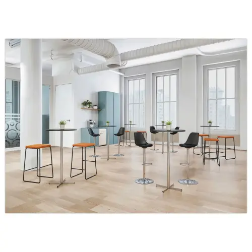 Table Cruzo H1100 Chromée mélaminé noir ø 600 x 25 mm montée