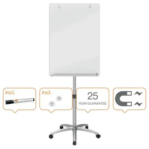 Chevalet magn&eacute;tique mobile en verre - 70 x 185 cm - NOBO 