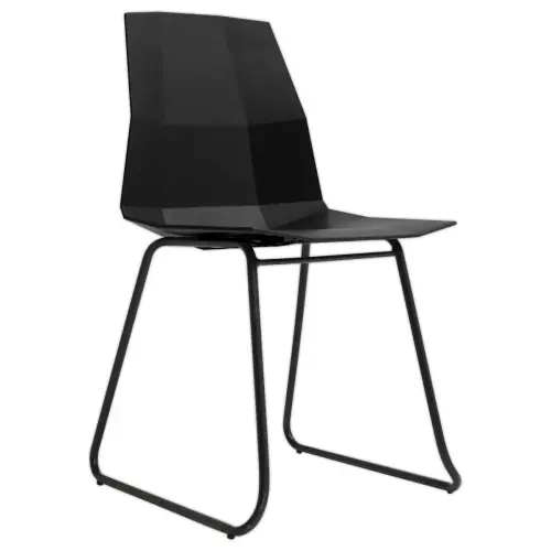 2 Chaises cube pieds forme trapèze noirsassise noire montées