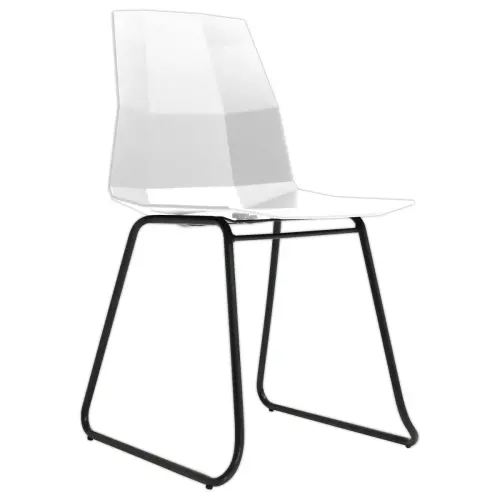2 Chaises cube pieds trapèze noirs assise blanche