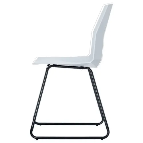 2 Chaises cube pieds trapèze noirs assise blanche