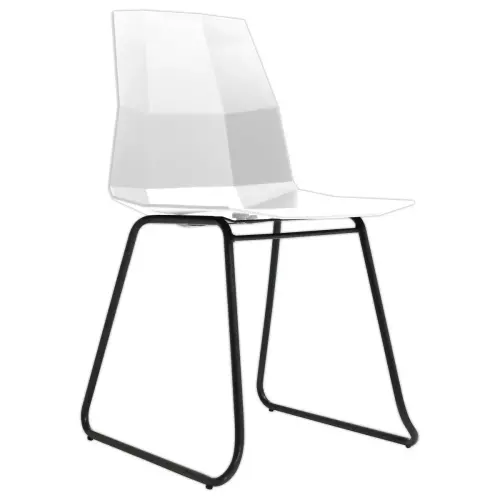 2 Chaises cube pieds trapèze noirs assise blanche montées