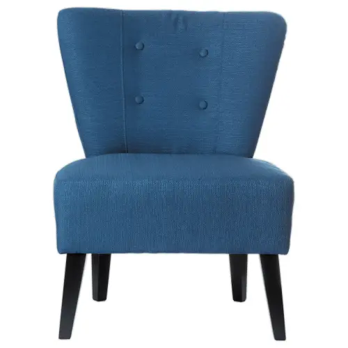 Fauteuil Brighton pieds noirs rev&ecirc;tement bleu mont&eacute; 