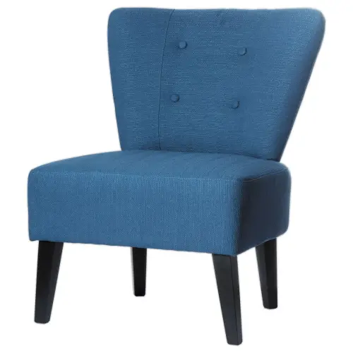 Fauteuil Brighton pieds noirs rev&ecirc;tement bleu mont&eacute; 