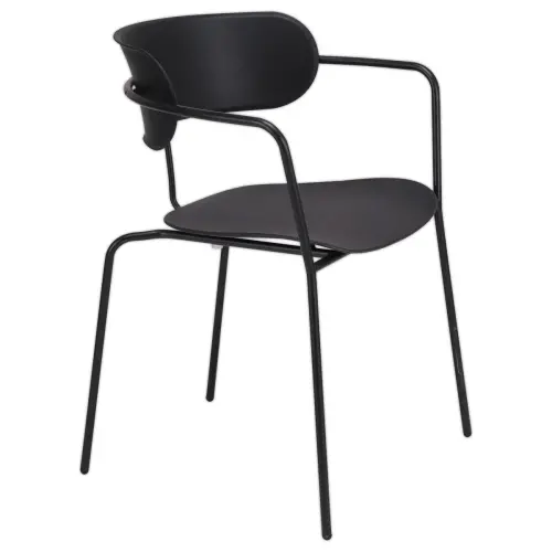 2 Chaises bistro pieds noirs assise noire