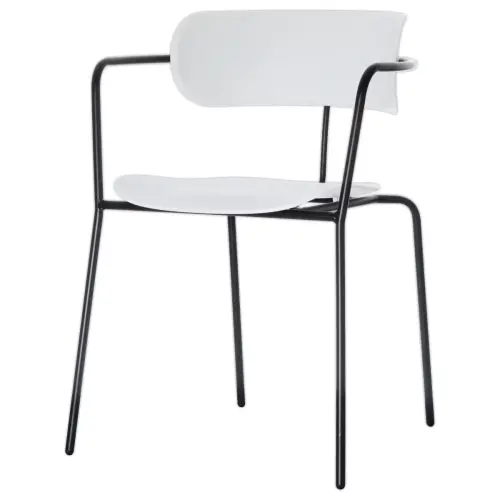 2 Chaises bistro pieds noirs assise blanche
