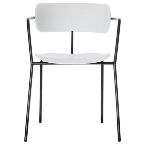 2 Chaises bistro pieds noirs assise blanche mont&eacute;es 