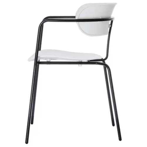 2 Chaises bistro pieds noirs assise blanche mont&eacute;es 
