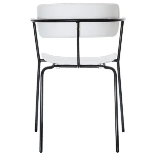 2 Chaises bistro pieds noirs assise blanche mont&eacute;es 