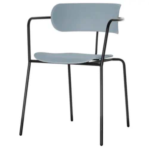 2 Chaises bistro pieds noirs assise bleue mont&eacute;es 