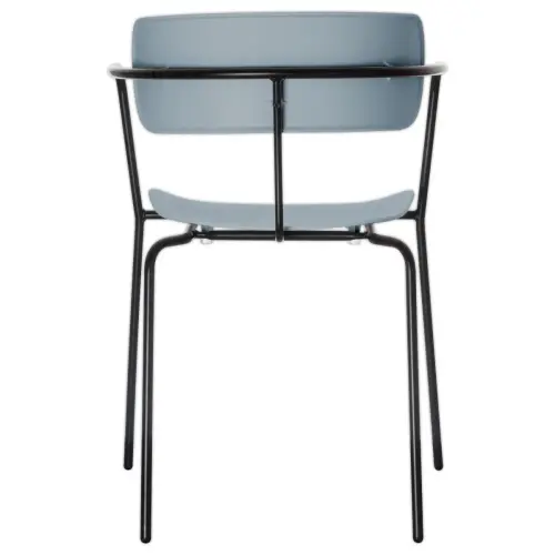 2 Chaises bistro pieds noirs assise bleue mont&eacute;es 