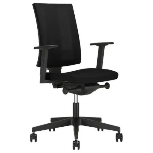 Siège de bureau synchrone avec accotoirs 4D Navigo - Mesh - Noir - Monté