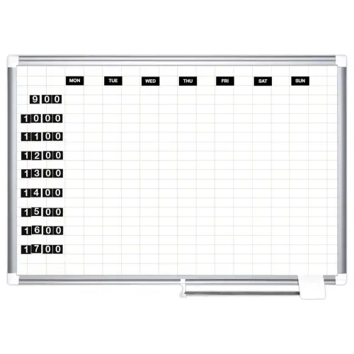 Planning magnétique Kanban - 120 x 90 cm - Cases 5 x 2,5 cm - BI OFFICE
