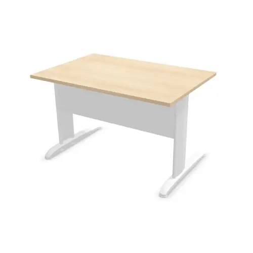 Bureau Buenos Aires - 120 x 80 cm - Plateau acacia et pieds blancs - FIDUCIAL OFFICE SOLUTIONS 