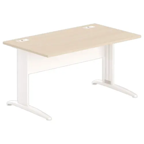 Bureau Buenos Aires - Plateau acacia clair et pieds blancs - 140 x 80 cm - FIDUCIAL OFFICE SOLUTIONS 