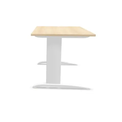 Bureau Buenos Aires - Plateau acacia clair et pieds blancs - 140 x 80 cm - FIDUCIAL OFFICE SOLUTIONS 