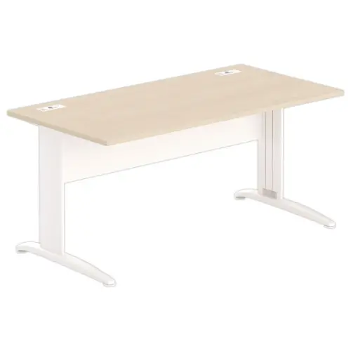 Bureau Buenos Aires - 160 x 80 cm - Plateau acacia clair et pieds blancs - FIDUCIAL OFFICE SOLUTIONS 