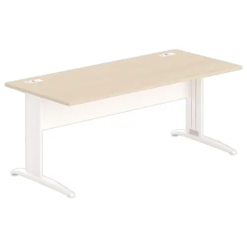 Bureau Buenos Aires - Plateau acacia clair et pieds blancs - 180x80 cm 