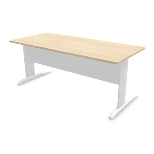 Bureau Buenos Aires - Plateau acacia clair et pieds blancs - 180x80 cm 