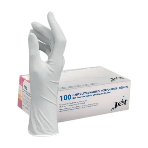 100 Gants en latex naturel non poudr&eacute;s - Taille 8/M - Effet seconde peau 