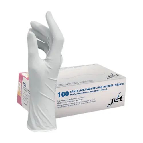 100 Gants en latex naturel non poudrés - Taille 9/L - Effet seconde peau