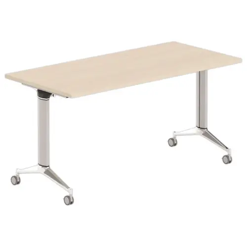 Table rabattable &agrave; roulettes - 150 x 70 cm - Acacia/alu 