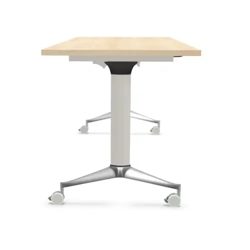Table rabattable &agrave; roulettes - 150 x 70 cm - Acacia/alu 