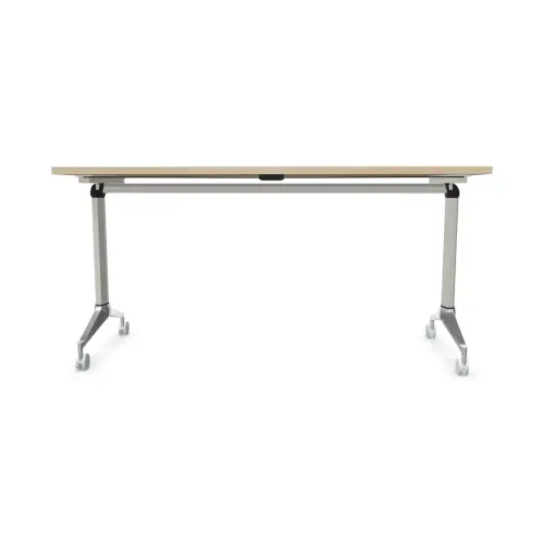 Table rabattable &agrave; roulettes - 150 x 70 cm - Acacia/alu 