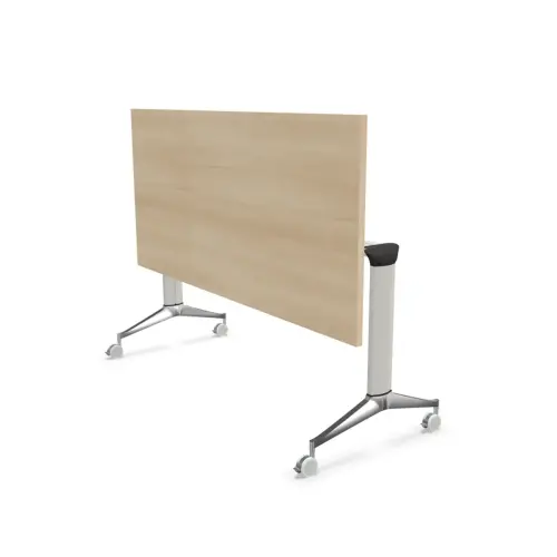 Table rabattable &agrave; roulettes - 150 x 70 cm - Acacia/alu 