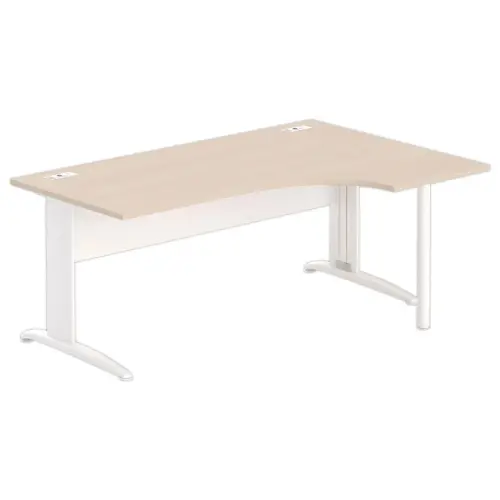 Bureau BUENOS AIRES compact retour &agrave; droite acacia/blanc, L180 