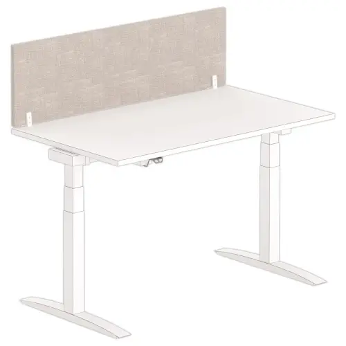 Cloisonnette acoustique pour bureau - L.140 - Gris et pince blanche