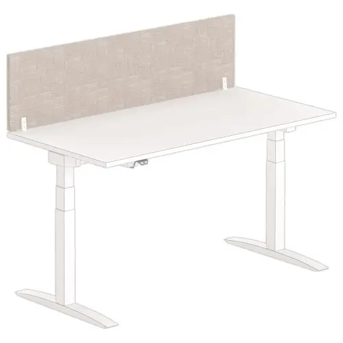 Cloisonnette acoustique pour bureau – 160 x 40 cm – Gris et fixations blanches