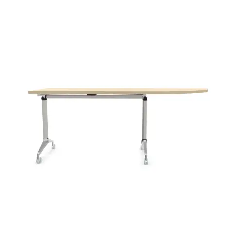 Table rabattable &agrave; roulettes - Angle &agrave; droite - Acacia clair et alu - 190x70 cm 