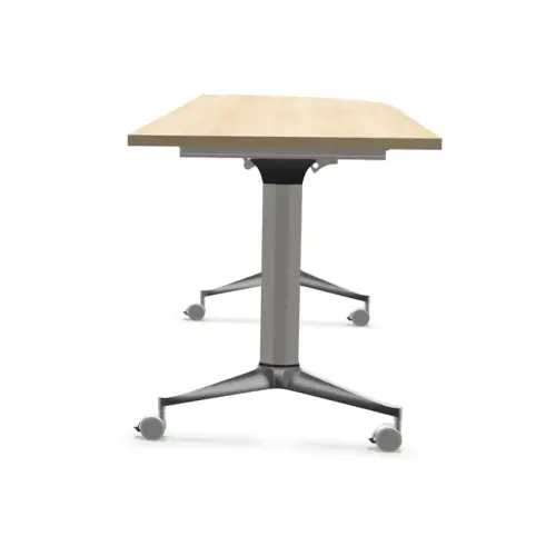 Table rabattable &agrave; roulettes - Angle &agrave; droite - Acacia clair et alu - 190x70 cm 